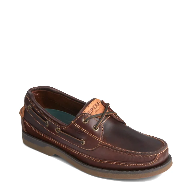 Sperry Men's Mako Leather 2 Eye Canoe Moc Boat Shoe in Amaretto