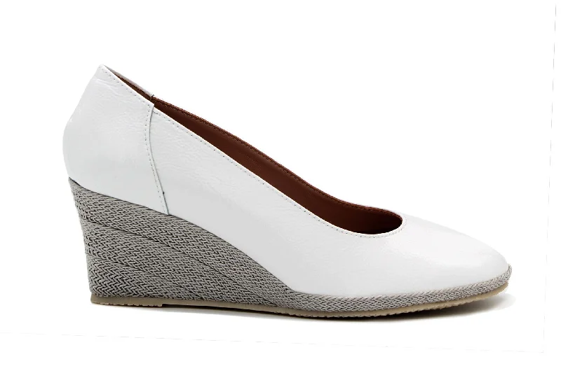 Bruno's White Patent Wedge Shoe Regina