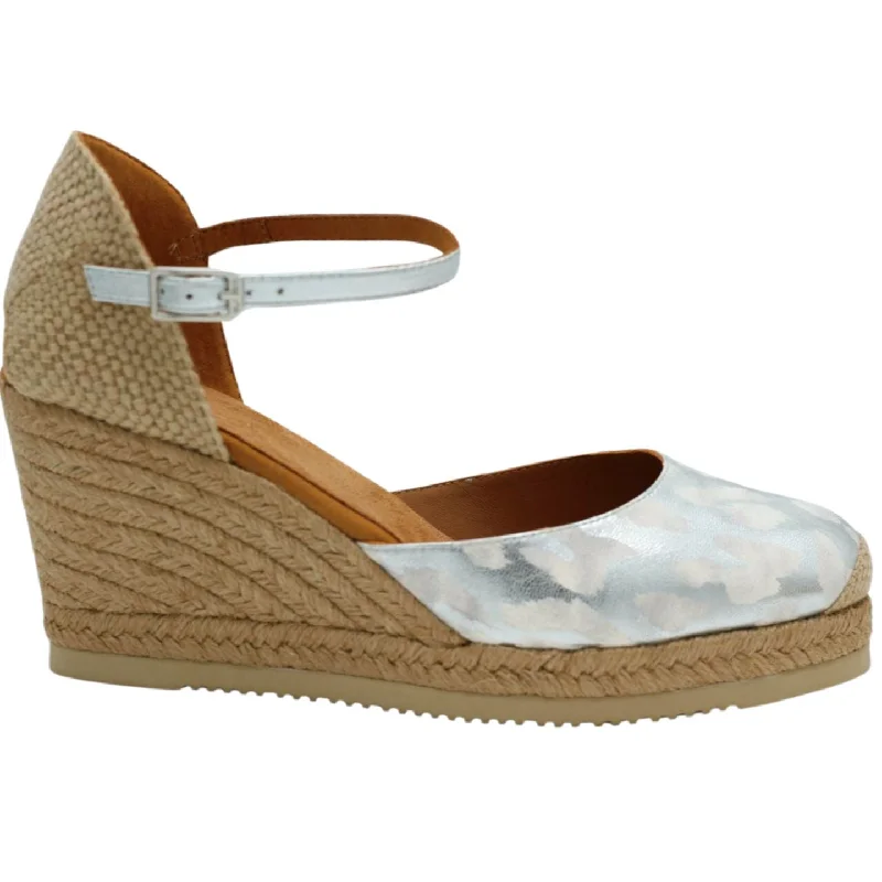 UNISA Silver Printed Leather Espadrille Castilla