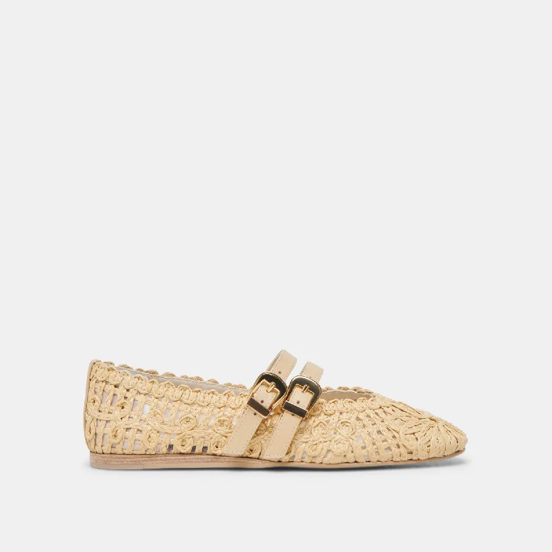 BAYLEE SUNFLOWER BALLET FLATS LT NATURAL MACRAME