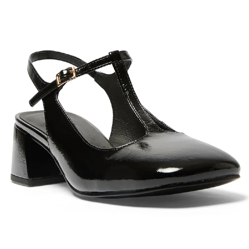 Lotus Heel in Black Patent