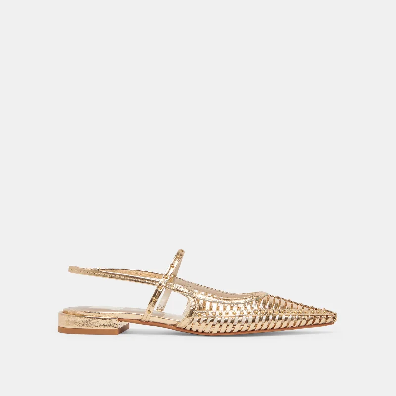 PHINLY FLATS GOLD DISTRESSED LEATHER