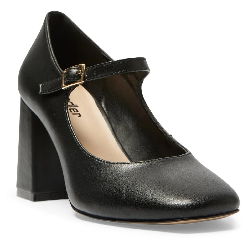 Roma Heel in Black Leather