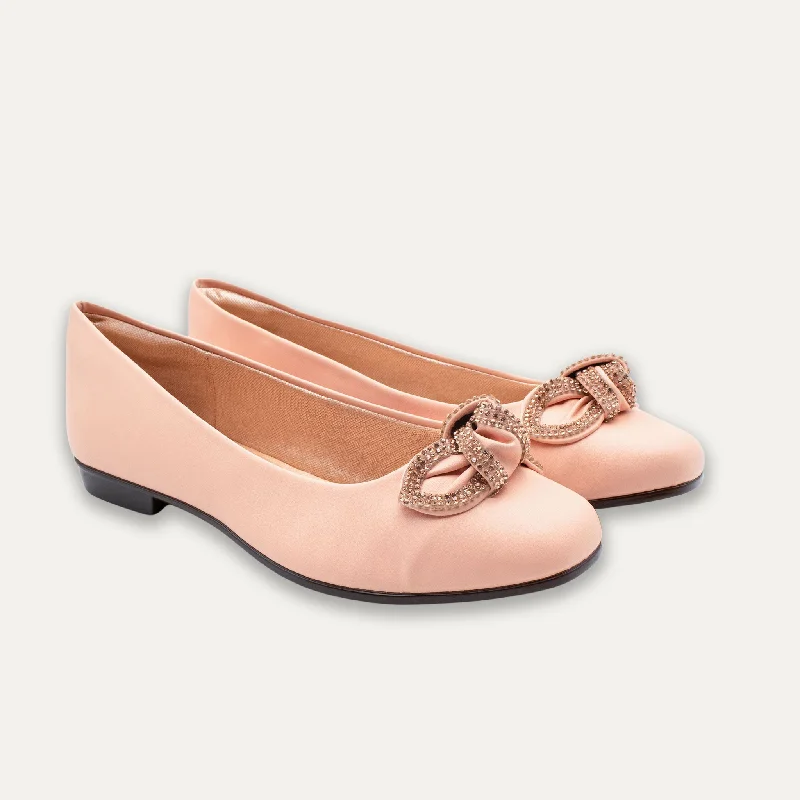 Catalina Crystal Bow Apricot Ballet Flats