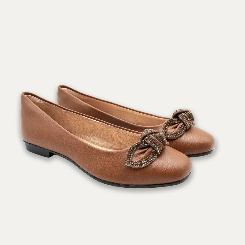 Catalina Crystal Bow Whisky Ballet Flats