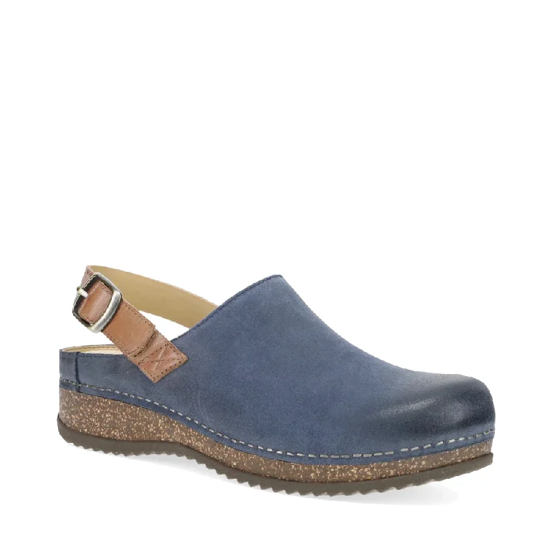 Dansko Women's Merrin Sling Back Clog in Blue Nubuck