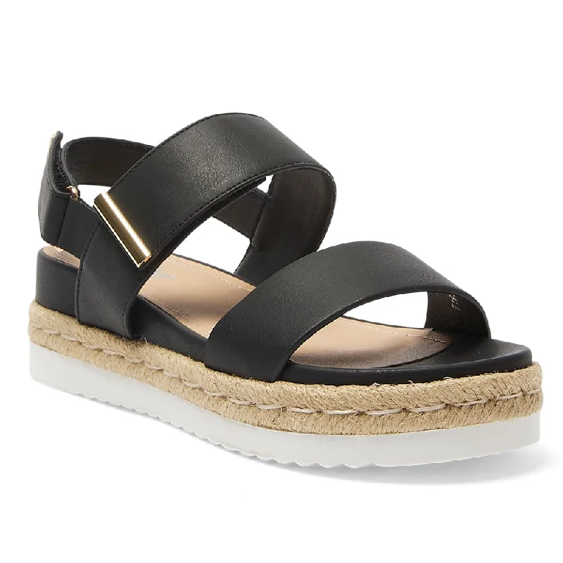 Warner Sandal in Black Smooth